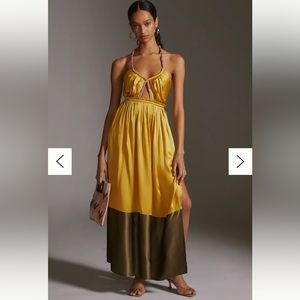 Silk Colorblocked Maxi Dress